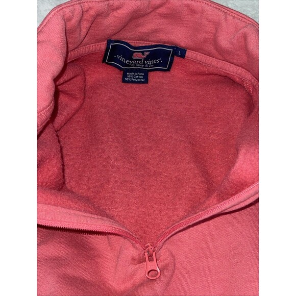 Vineyard Vines 1/4 Zip Pullover Fleece Hoodie Shirt Whale Pink Men’s Size L - Picture 7 of 16